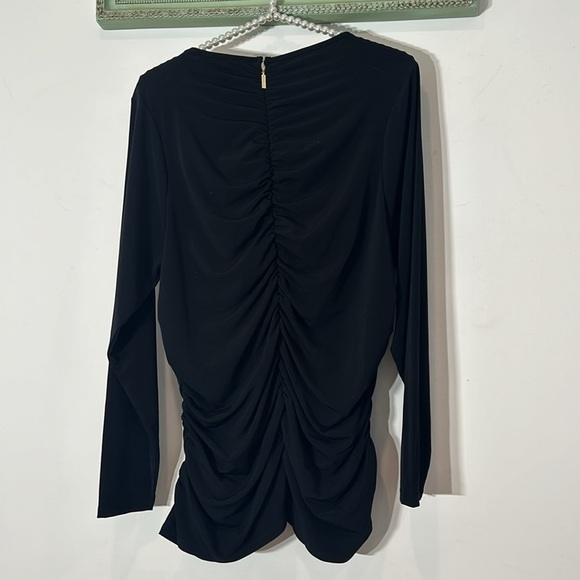 Michael Kors rouched center long sleeve bodycon black classic top plus 1X new - Picture 5 of 7